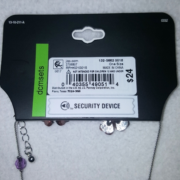 Brown velvet purse and set of cristal flower Neckless with earrings - Picture 3 of 9